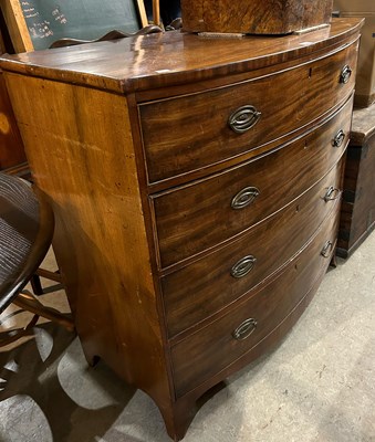 Lot 710 - A 19th century mahogany bowfront chest fitted...