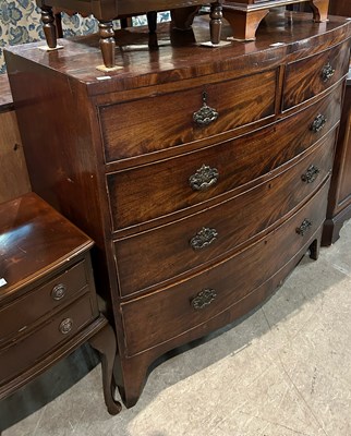 Lot 730 - A 19th century mahogany bowfront chest of two...