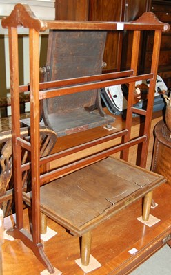 Lot 657 - An Edwardian mahogany inlaid towel rail,...