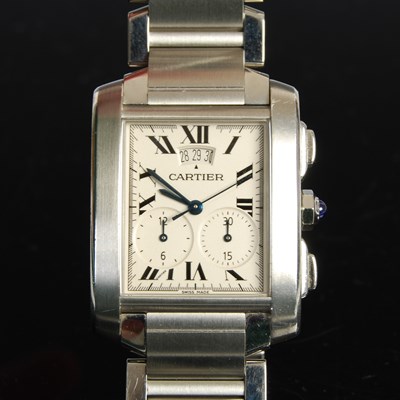 Lot 637 - A Cartier stainless steel Chronograph Tank...