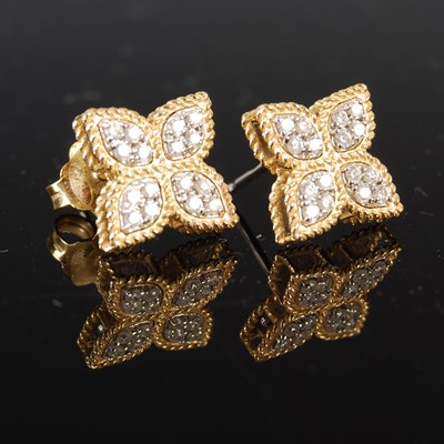 Lot 676 - A pair of Italian 18ct yellow and white gold...