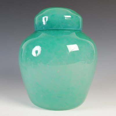 Lot 775 - An early Monart jar and cover, shape 'Z',...