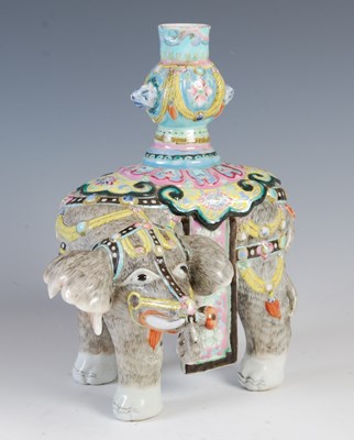 Lot 823 - A Chinese porcelain famille rose elephant...