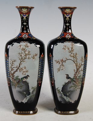 Lot 860 - A pair of Japanese silver wire work cloisonne...