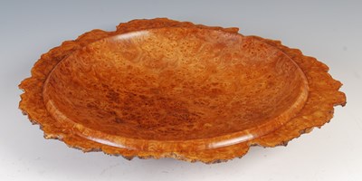 Lot 221 - A burr wood bowl, with later wall mounted...