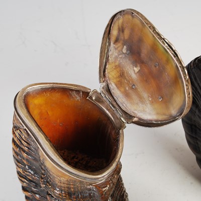 Lot 203 - A 19th century white metal mounted ram's horn...