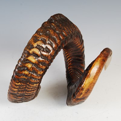 Lot 203 - A 19th century white metal mounted ram's horn...
