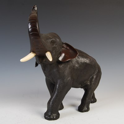 Lot 859 - A Japanese bronze model of an elephant, late...