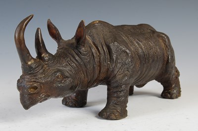 Lot 186 - A modern bronze model of a rhinoceros, 12cm...