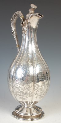 Lot 504 - A Victorian silver claret jug, London, 1855,...