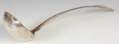 Lot 523 - A George III silver soup ladle, London, 1806,...