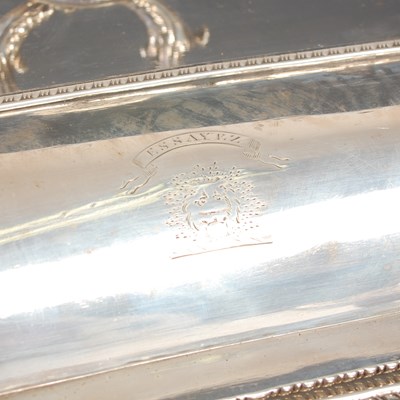 Lot 552 - A pair of George III silver tureens and covers,...