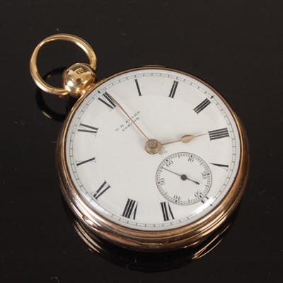 Lot 625 - An 18ct gold open face pocket watch, W. H....