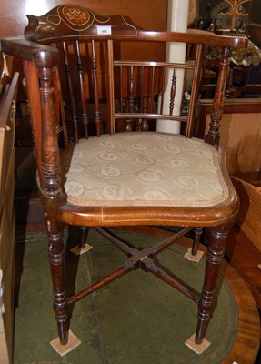 Lot 666 - An Edwardian inlaid corner chair.