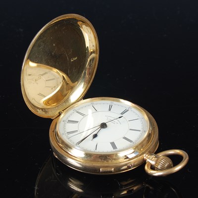 Lot 628 - An 18ct gold hunter cased pocket watch,...