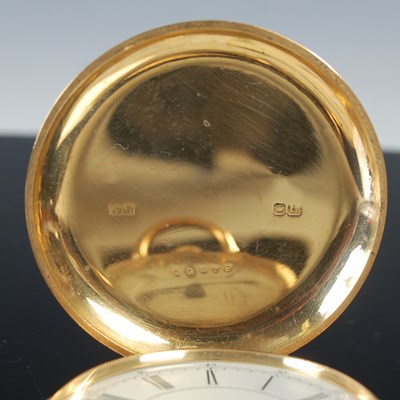 Lot 628 - An 18ct gold hunter cased pocket watch,...