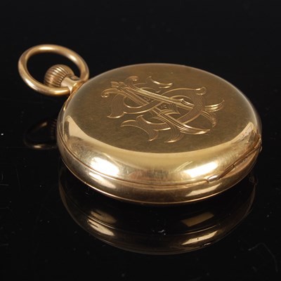 Lot 628 - An 18ct gold hunter cased pocket watch,...