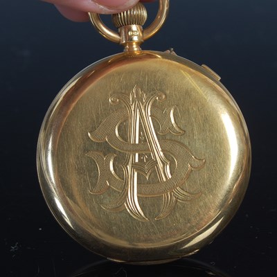 Lot 628 - An 18ct gold hunter cased pocket watch,...