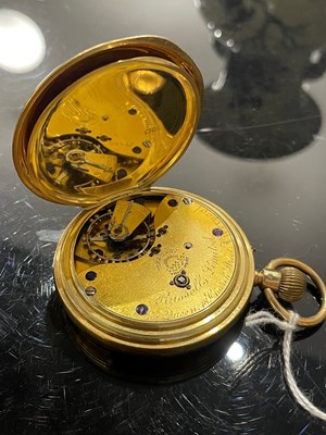 Lot 628 - An 18ct gold hunter cased pocket watch,...