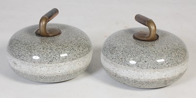 Lot 214 - A pair of grey granite curling stones,...