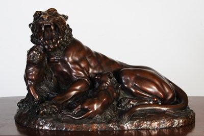 Lot 188 - A. Vannetti, a bronze figure group of tigress...