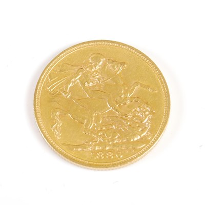 Lot 608 - A Victorian gold sovereign dated 1880.