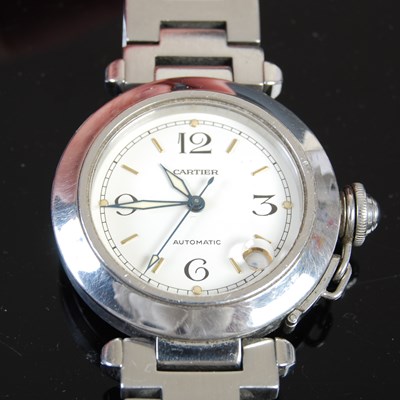 Lot 633 - A gentleman's Cartier Pasha stainless steel...