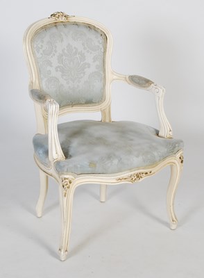 Lot 46 - A 20th century white painted fauteuil armchair,...