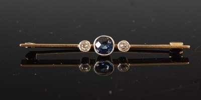 Lot 701 - An Edwardian diamond and sapphire three-stone...