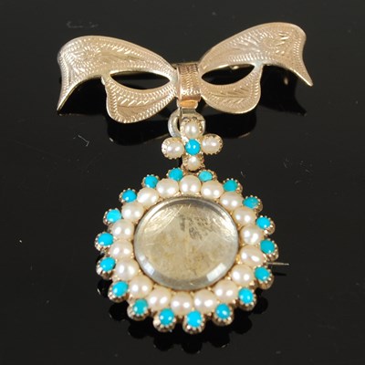 Lot 660 - A Victorian locket fob brooch, with turquoise...