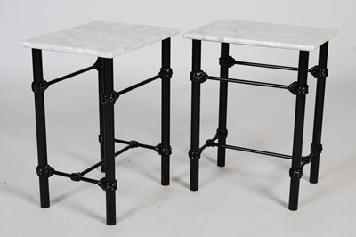 Lot 38 - A pair of modern marble topped occasional...