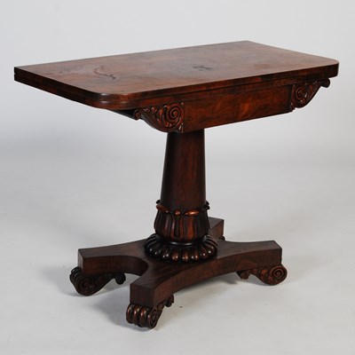 Lot 74 - A 19th century rosewood pedestal card table,...