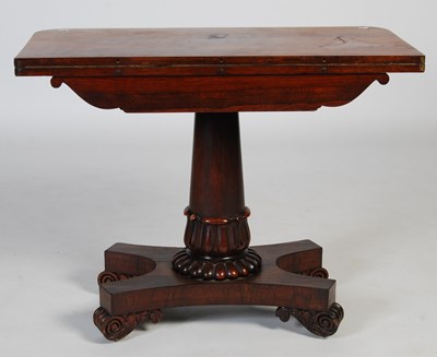 Lot 74 - A 19th century rosewood pedestal card table,...