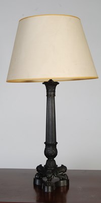 Lot 143 - A modern Regency style bronze table lamp and...