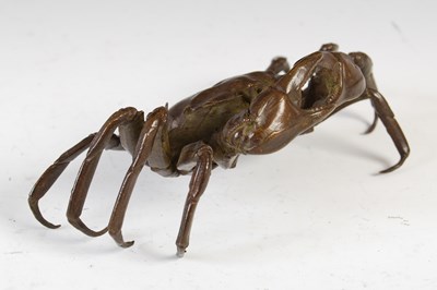 Lot 856 - A Japanese bronze okimono of a mitten crab,...