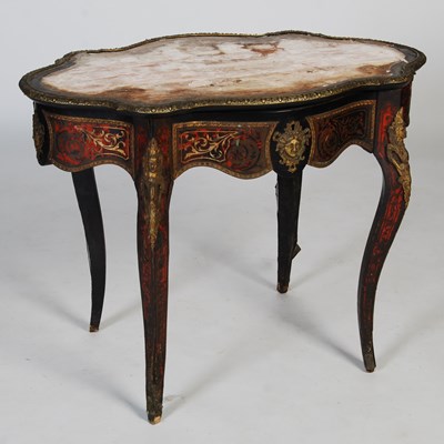 Lot 25 - A late 19th century ebonised and Boulle centre...