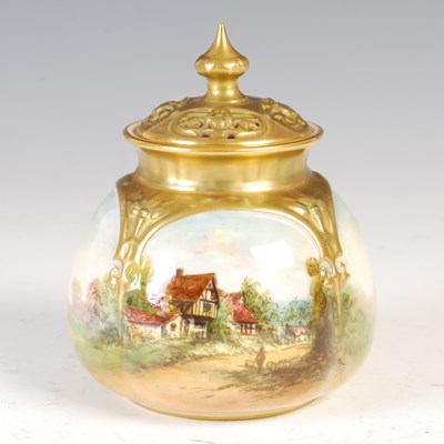 Lot 787 - A Royal Worcester porcelain pot pourri jar and...