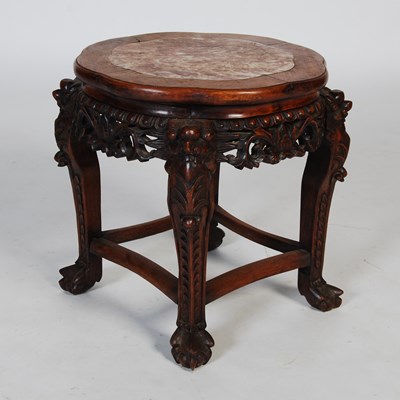 Lot 84 - A Chinese darkwood urn stand, late Qing...