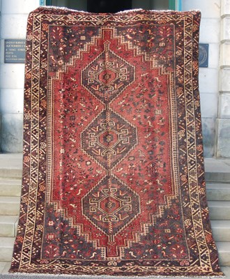 Lot 160 - A Persian Shiraz rug, early 20th century, the...