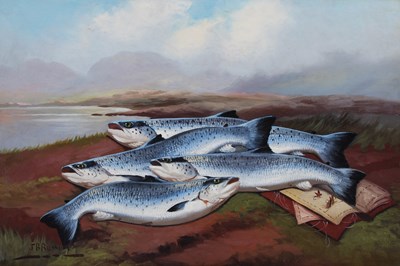 Lot 446 - J.B.Russell  
Salmon and Fly Wallet 
oil on...