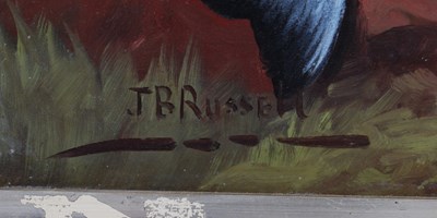 Lot 446 - J.B.Russell 
Salmon and Fly Wallet 
oil on...