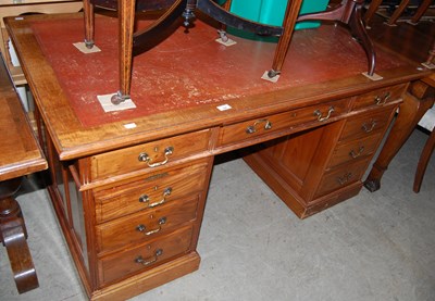 Lot 706 - An early 20th century mahogany pedestal desk...