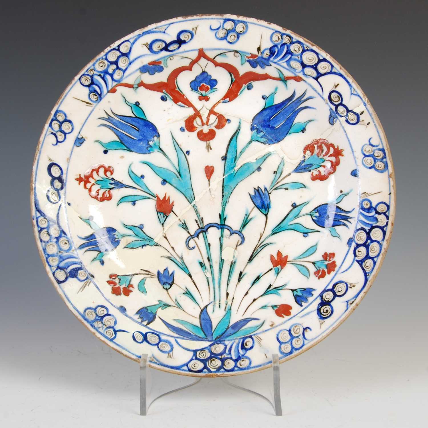Lot 874 - An early Iznik Turkish pottery dish, mid 16th...