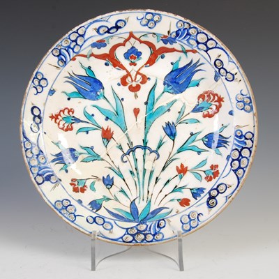 Lot 874 - An early Iznik Turkish pottery dish, mid 16th...