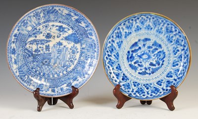 Lot 471 - Two Qajar Persian pottery blue and white...