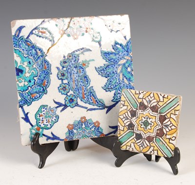 Lot 891 - A Damascus pottery square tile, late 18th/...