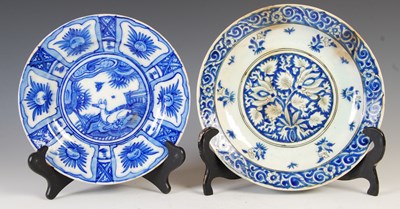 Lot 881 - Two Persian Safavid Kirman Chinese style blue...