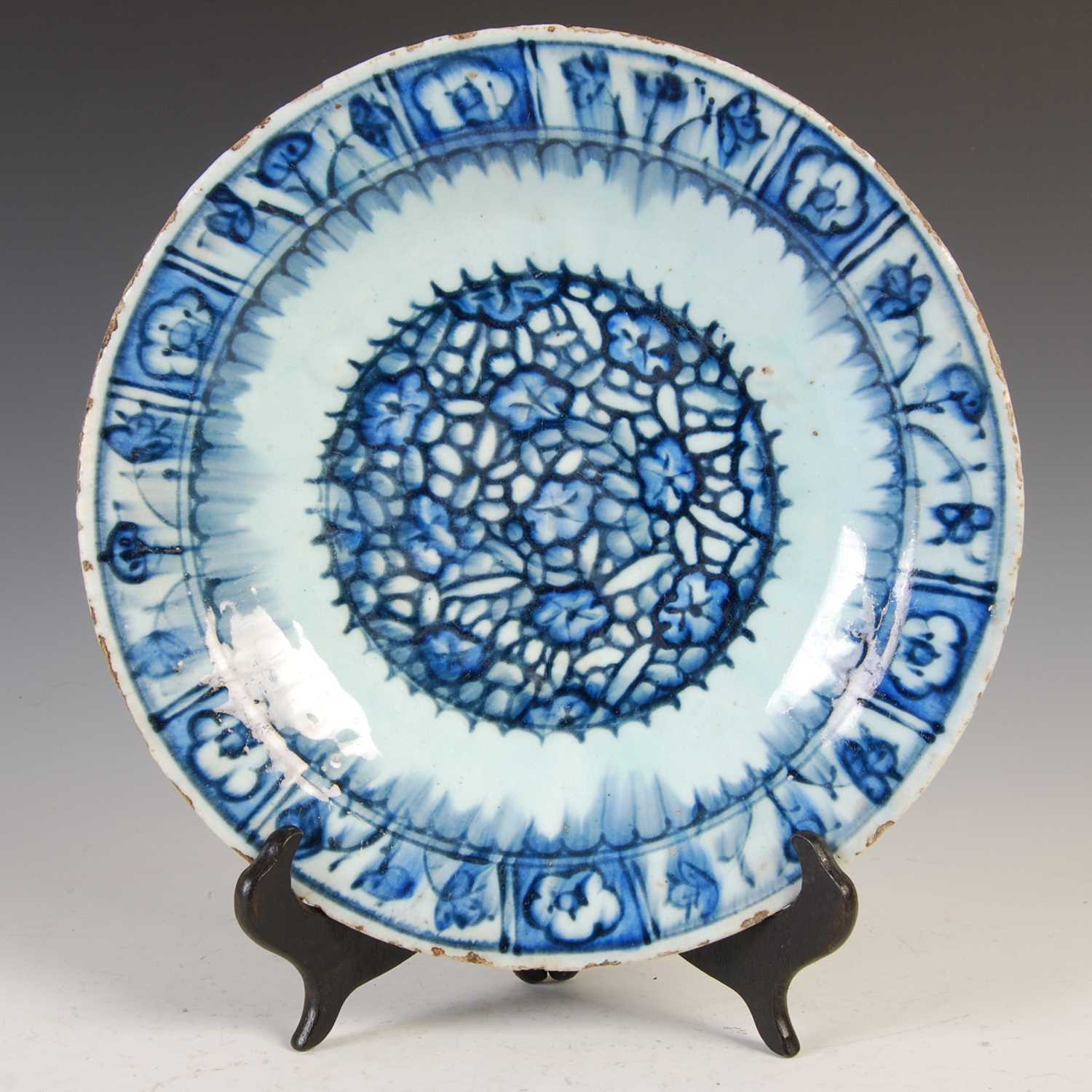 Lot 870 - An unusual Turkish Iznik blue and white...