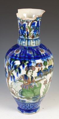 Lot 896 - A large Persian Qajar Pottery vase, 19th...