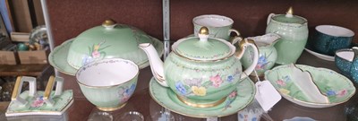 Lot 1 - A Foley China green ground teaset for one,...